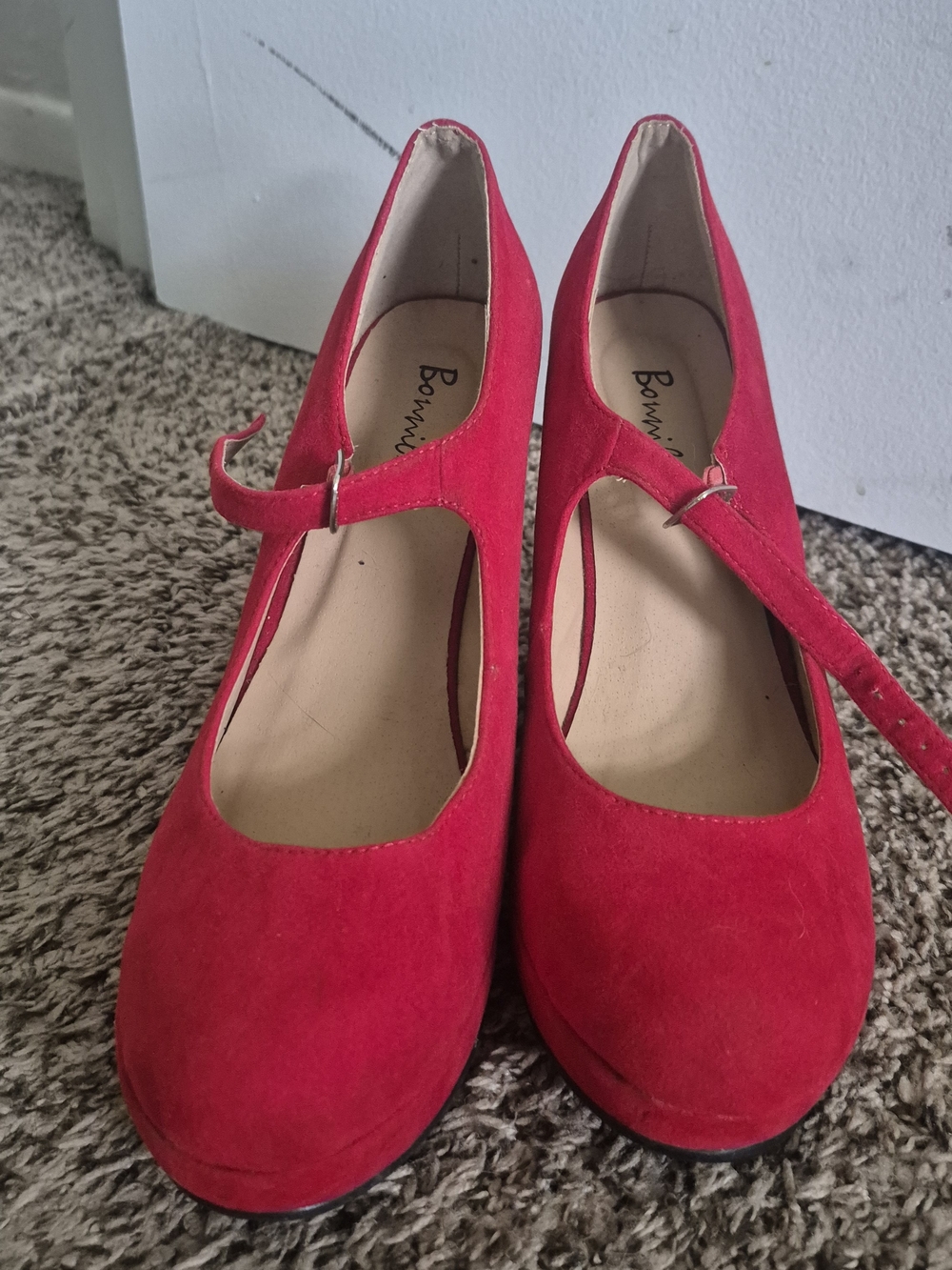 Red Suede Mary Jane Pumps Size 10